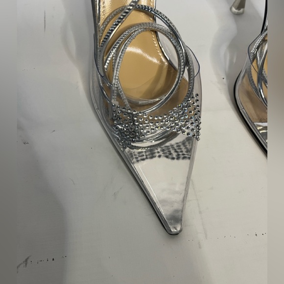 Mach & Mach Bow-shaped crystals & PVC detail Pump Clear/Silver SZ 40EU/10US NWOB - Picture 7 of 15